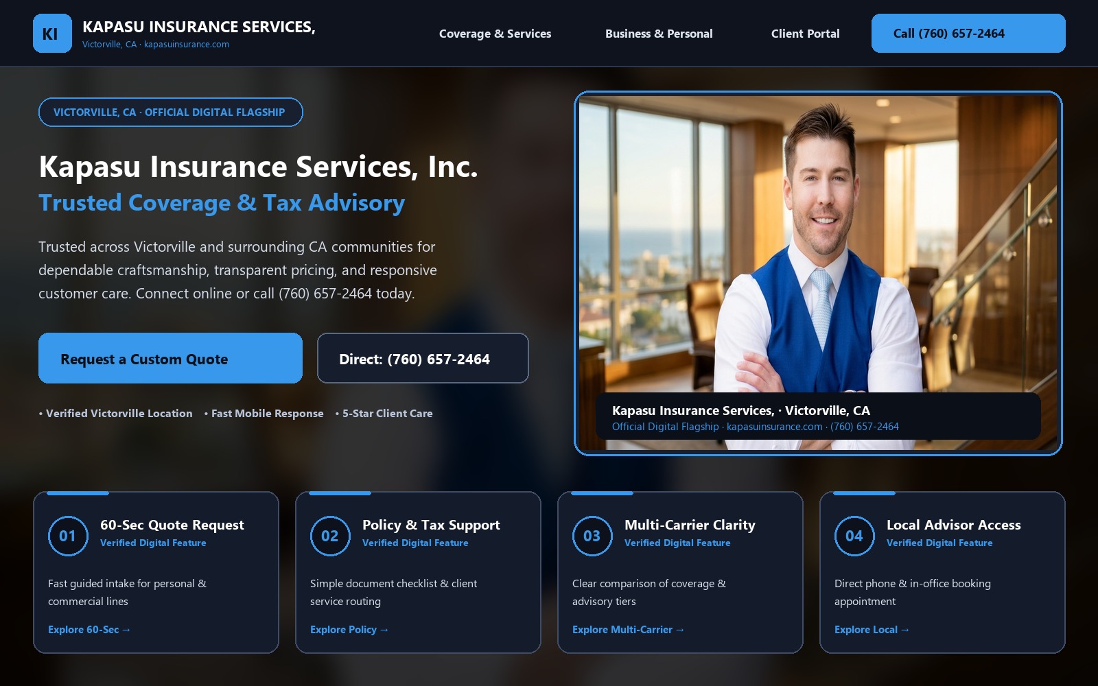 Proposed Kapasu Insurance Services, Inc. homepage preview